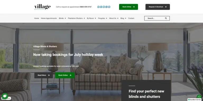 Village Blinds Website Screenshot